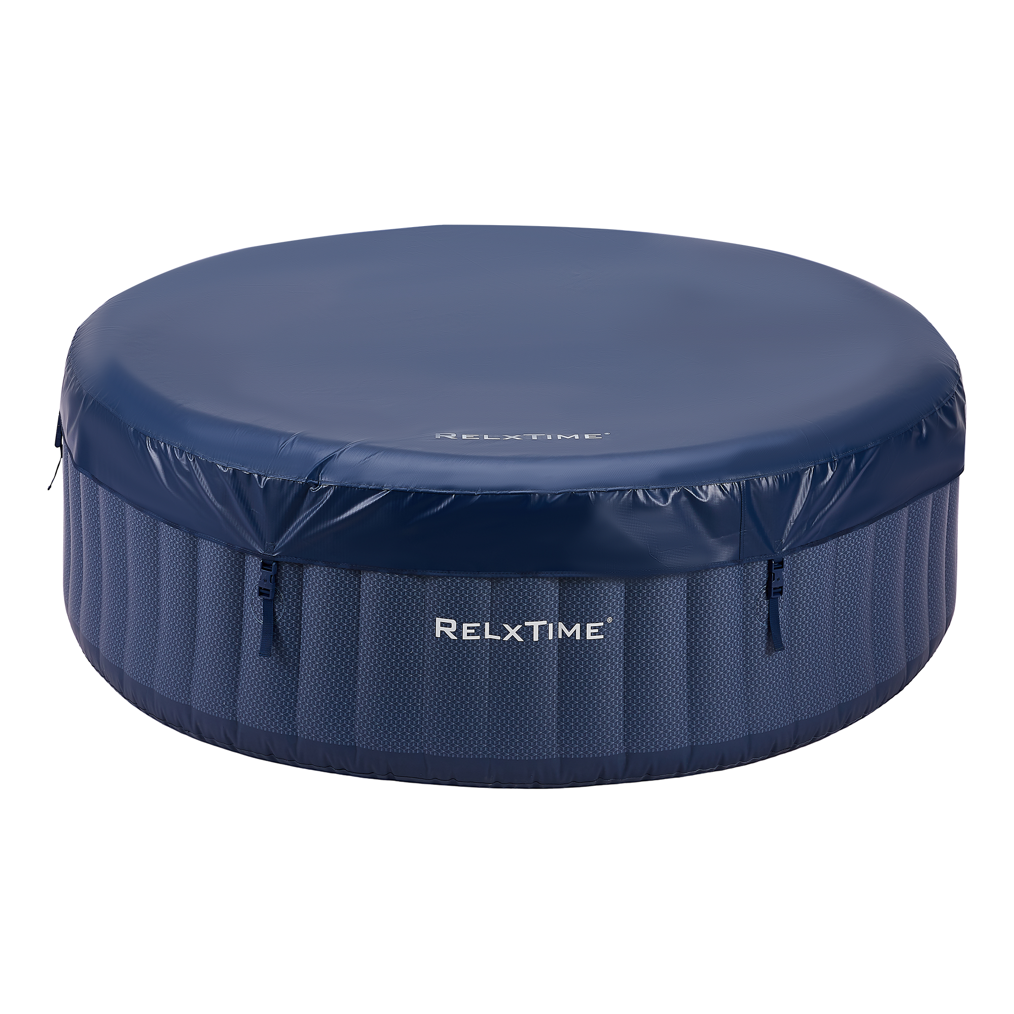 Relxtime runder aufblasbarer Whirlpool für 4–6 Personen mit 130 Massagedüsen und eingebauter Heizpumpe, blau – JIHE001-DE